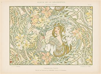 ALPHONSE MUCHA (1860-1939). [BYZANTINE & LANGAGE DES FLEURS] / ALBUM DE LA DÉCORATION. Plates 35 & 46. 1900. Each 10½x14¼ inches, 26½x3